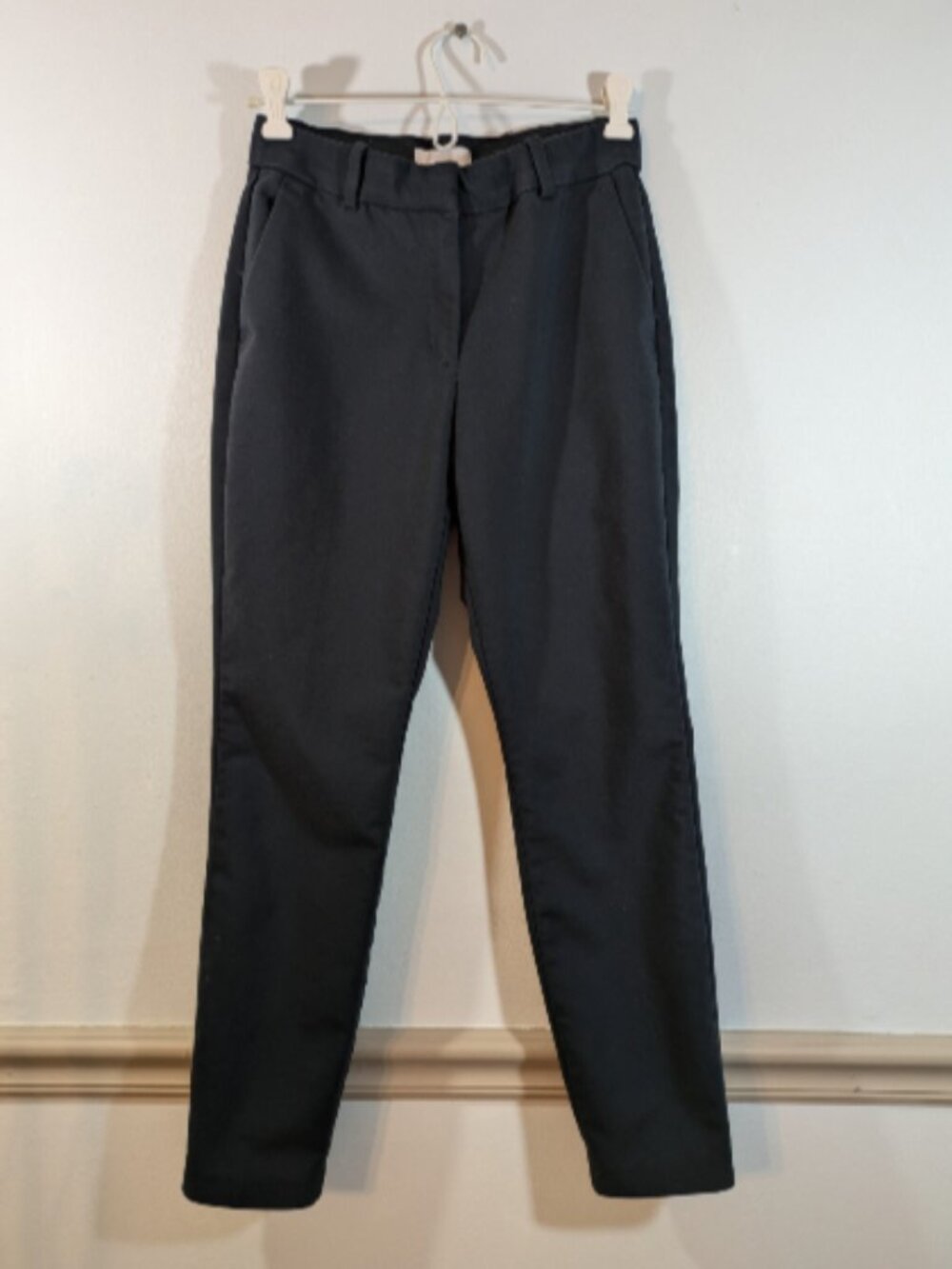 H&M Skinny Chino Pants Women's Size 4 Navy Blue MId Rise Flat Front